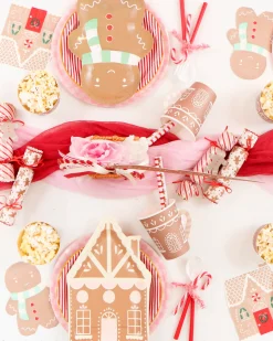 Pink Gingerbread House Lunch Plates 8ct