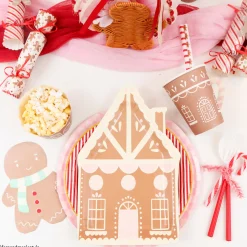 Pink Gingerbread House Lunch Plates 8ct