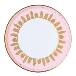 Pink Gingerbread House Village Dessert Plates 8ct
