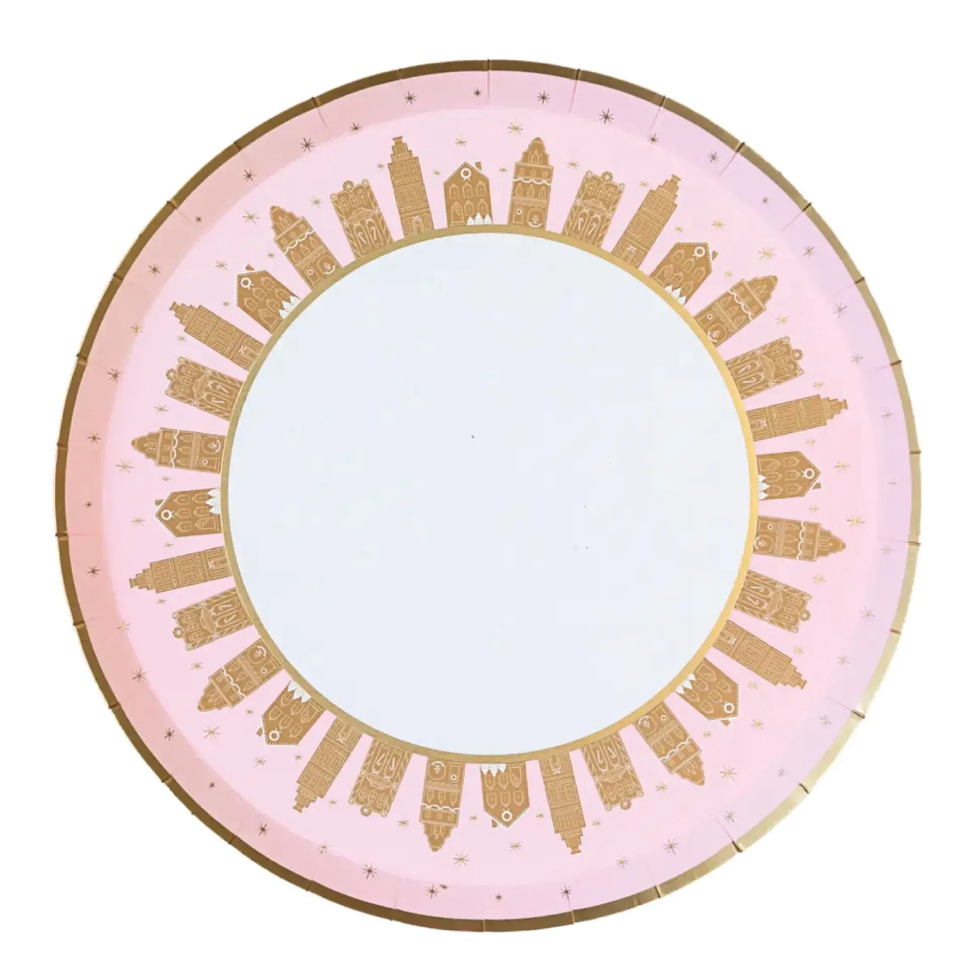 Pink Gingerbread House Village Dessert Plates 8ct