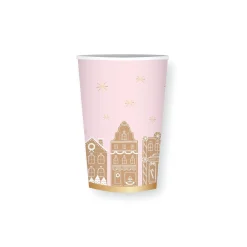 Pink Gingerbread House Village Paper Cups 8ct