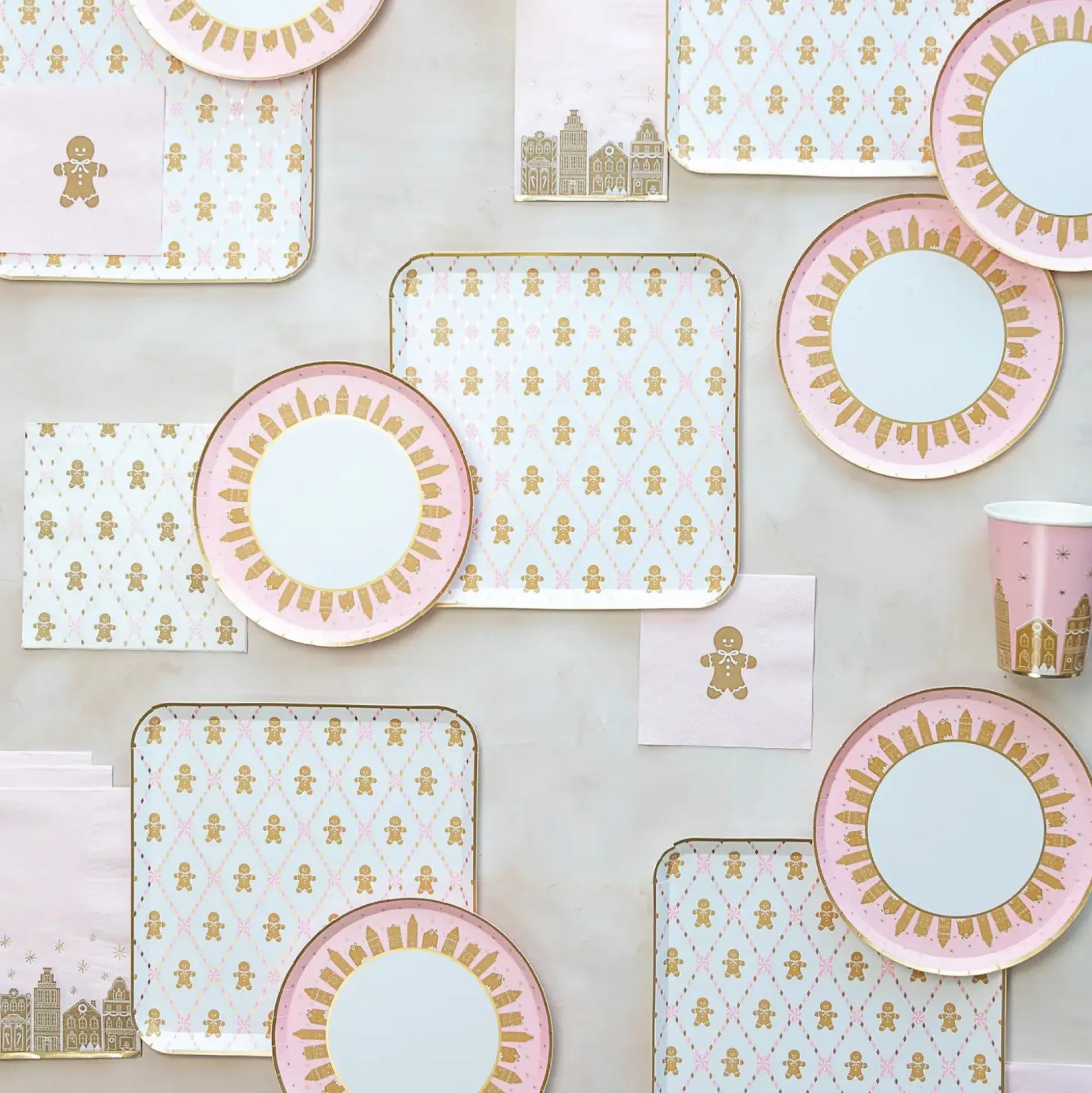 Pink Gingerbread House Village Paper Cups 8ct