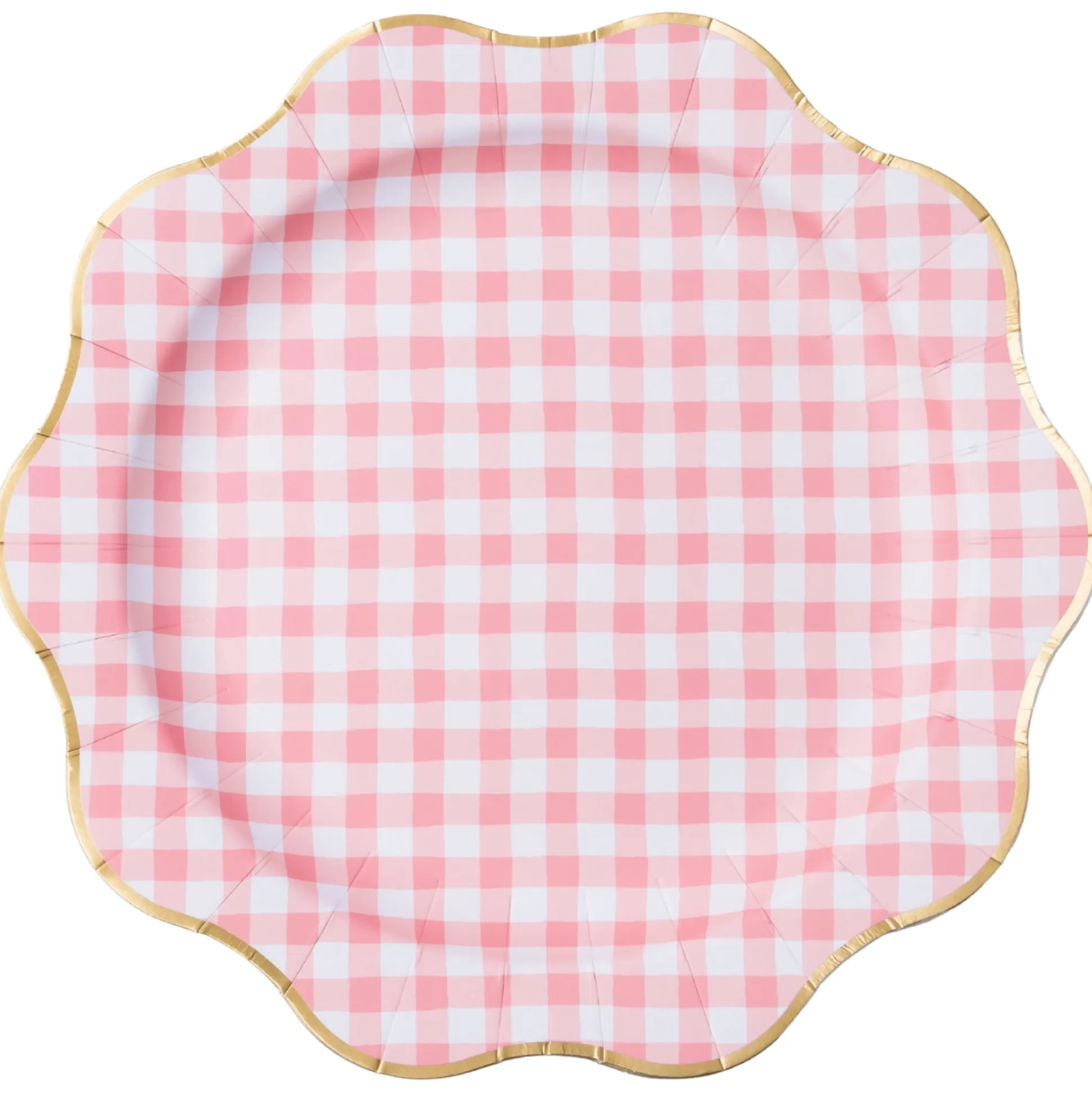 Pink Gingham Scalloped Dinner Plates 8ct