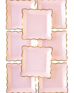 Pink Gingham Scalloped Lunch Plates 8ct