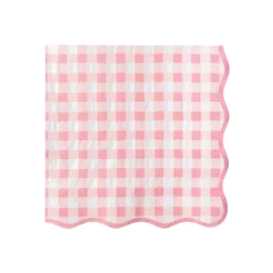 Pink Gingham Scalloped Lunch Napkins 20ct