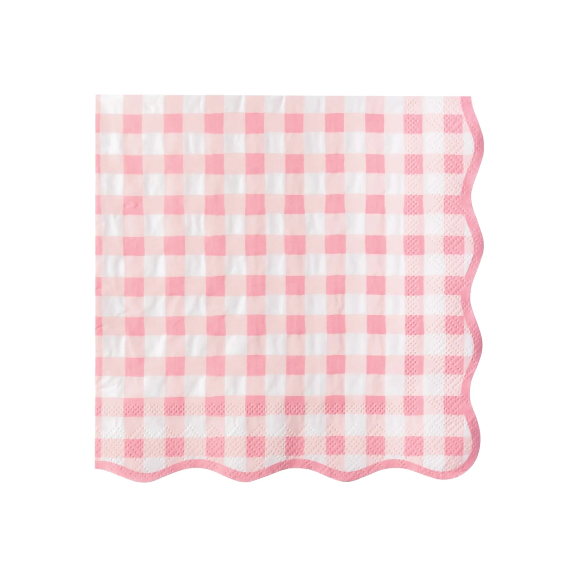 Pink Gingham Scalloped Lunch Napkins 20ct