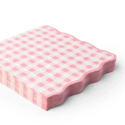 Pink Gingham Scalloped Lunch Napkins 20ct
