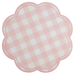 Pink Gingham Scallop Paper Placemats 12ct