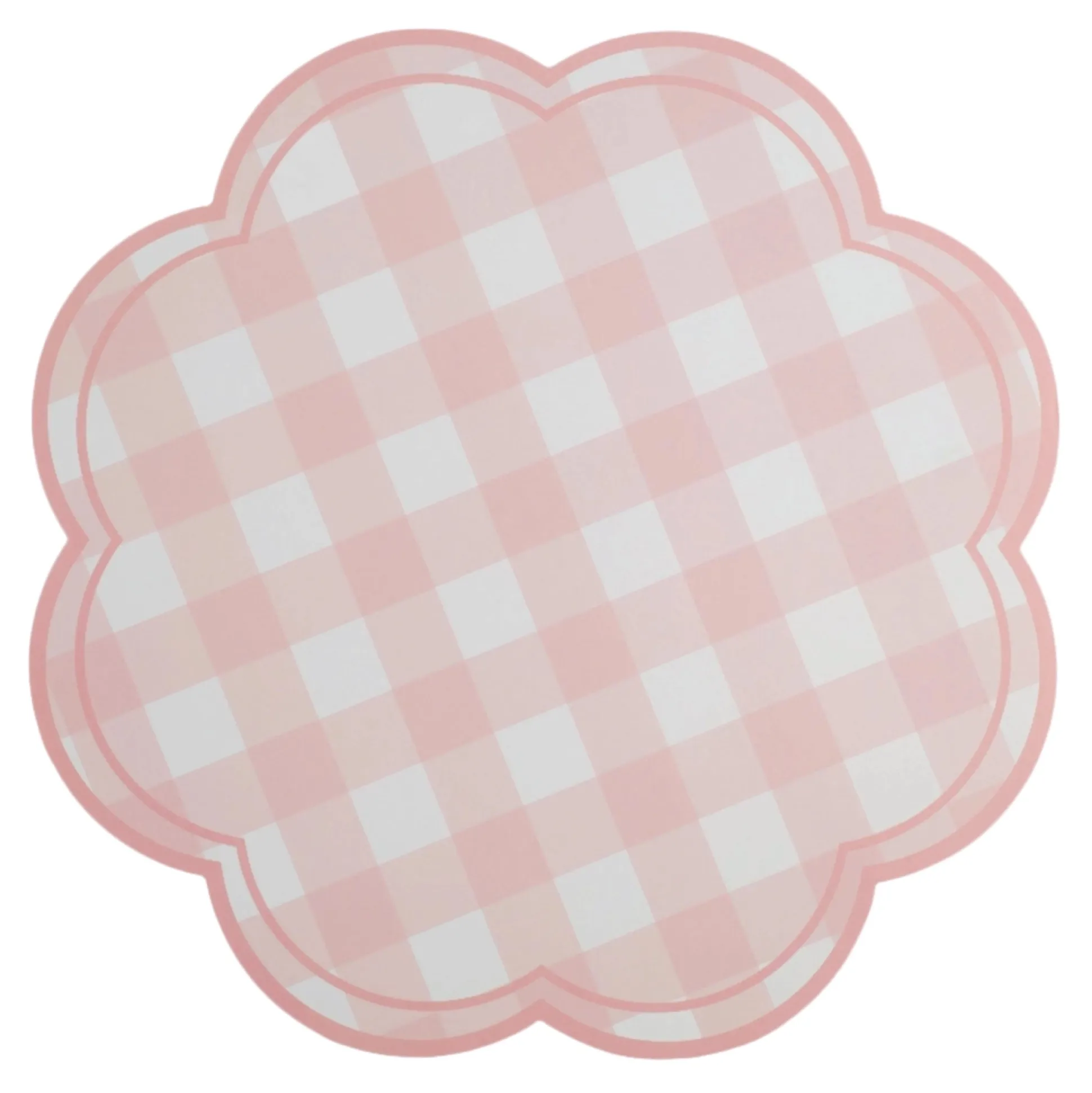 Pink Gingham Scallop Paper Placemats 12ct