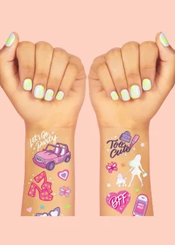 Pink Girl Party Temporary Tattoo Sheets 2ct
