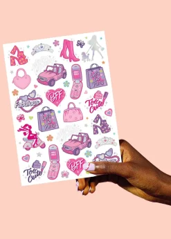 Pink Girl Party Temporary Tattoo Sheets 2ct