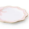 Pink & Gold Bow Scalloped Dinner Plates 8ct
