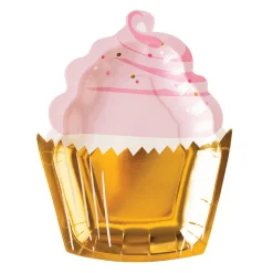 Pink & Gold Cupcake Dessert Plates 8ct
