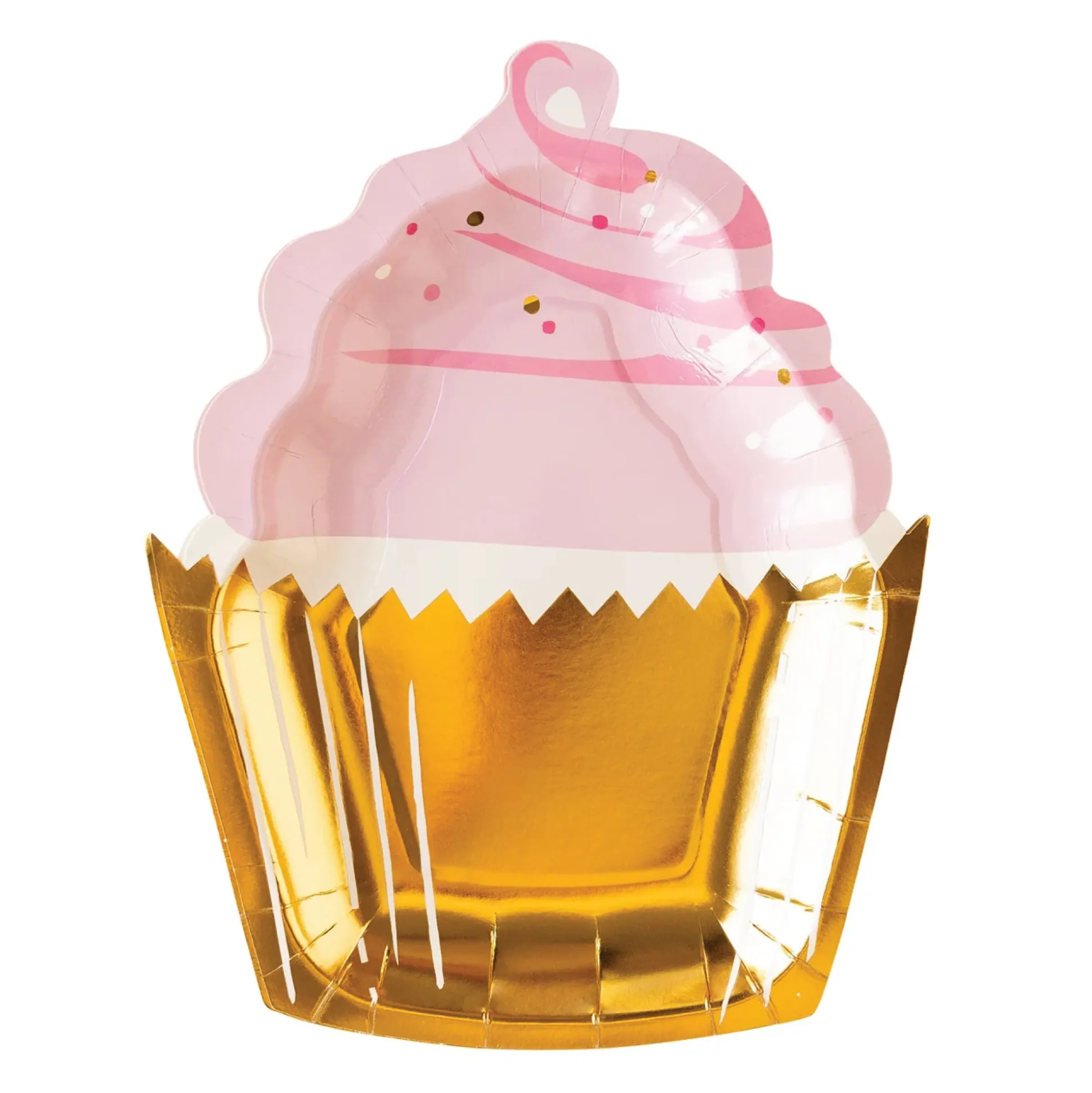 Pink & Gold Cupcake Dessert Plates 8ct