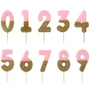 Pink & Gold Glitter Dipped Number Birthday Candle