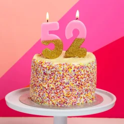 Pink & Gold Glitter Dipped Number Birthday Candle