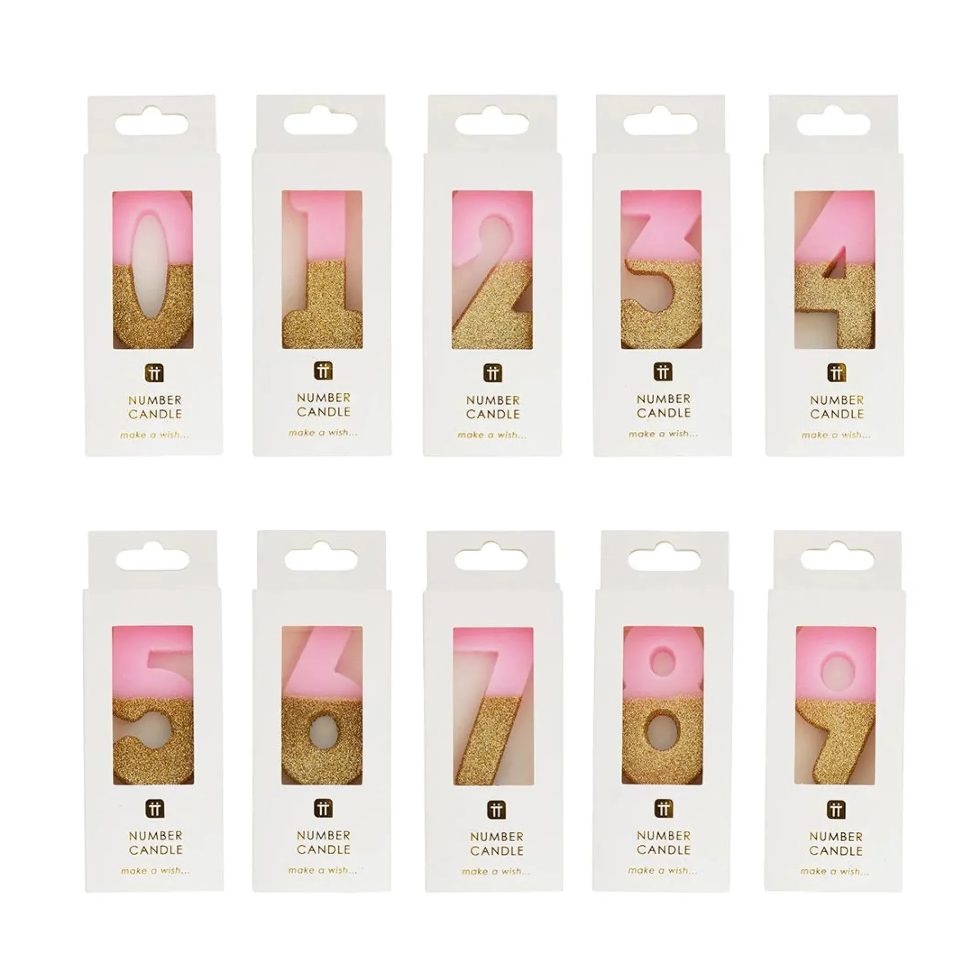 Pink & Gold Glitter Dipped Number Birthday Candle
