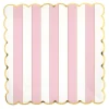 Pink & Gold Scalloped Stripe Lunch Plates 8ct