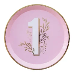 Pink & Gold 1st Birthday Lunch Plates 8ct