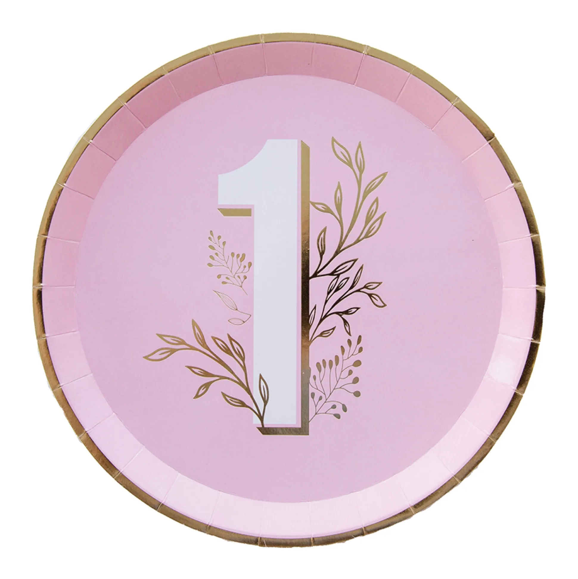 Pink & Gold 1st Birthday Lunch Plates 8ct