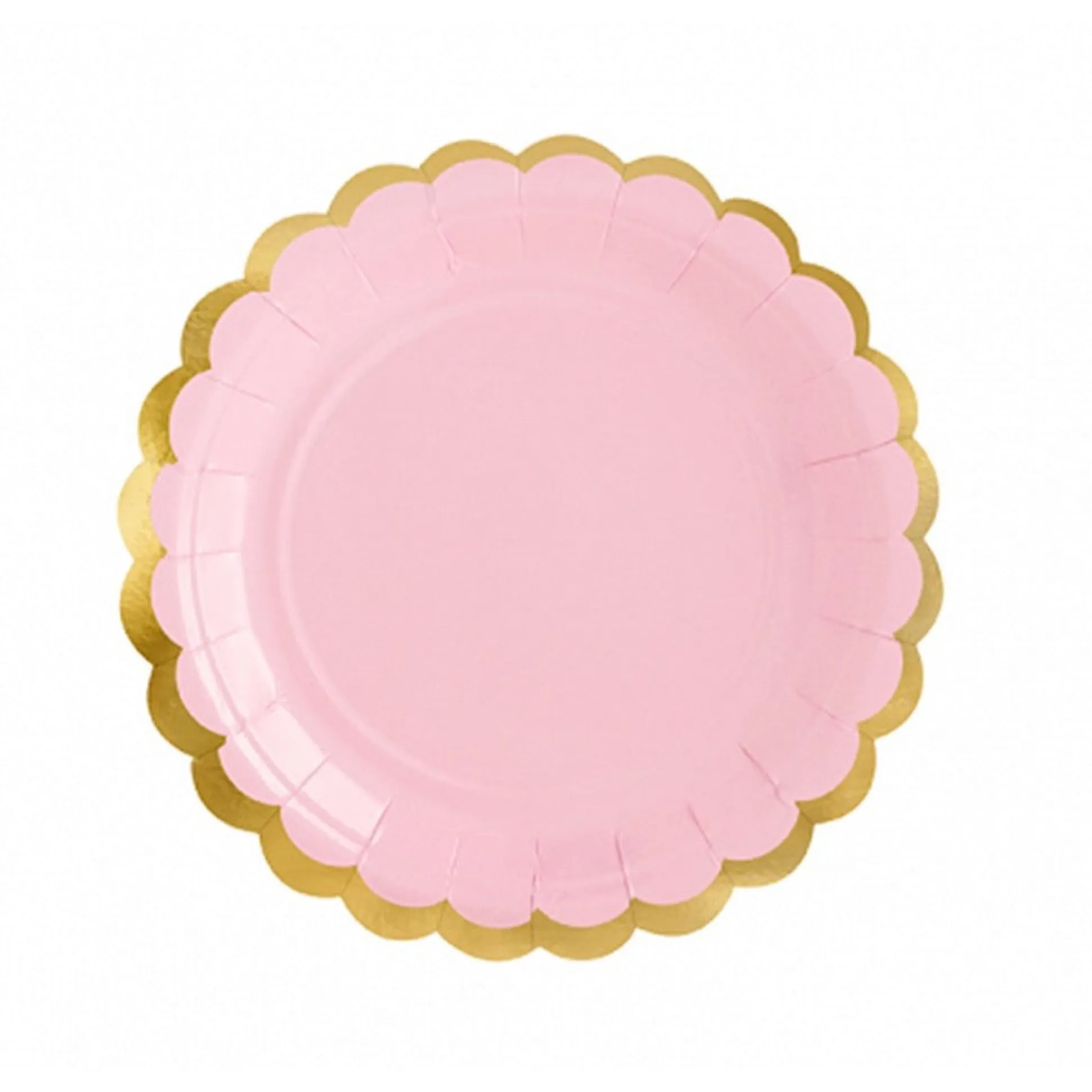 Pink Gold-Trimmed Scalloped Dessert Plates 6ct