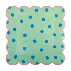 Pink & Green Polka Dot Dinner Plate Set 8ct