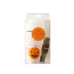 Pink Halloween Jack O'Lantern Mini Coffee Cups & Lids 8ct