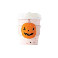 Pink Halloween Jack O'Lantern Mini Coffee Cups & Lids 8ct