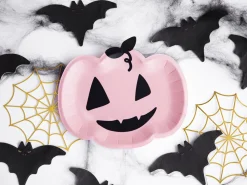 Pink Halloween Pumpkin Plates 6ct