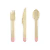 Pink Heart Wooden Cutlery Set for 6