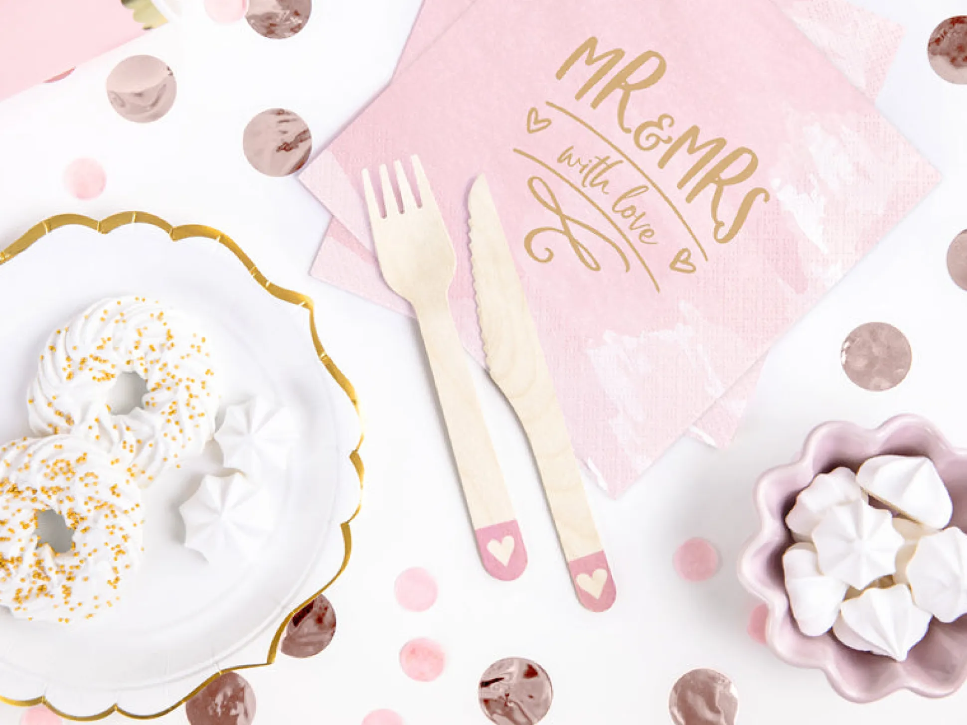 Pink Heart Wooden Cutlery Set for 6