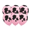 Pink Holstein Cow Print Latex Balloons 6ct
