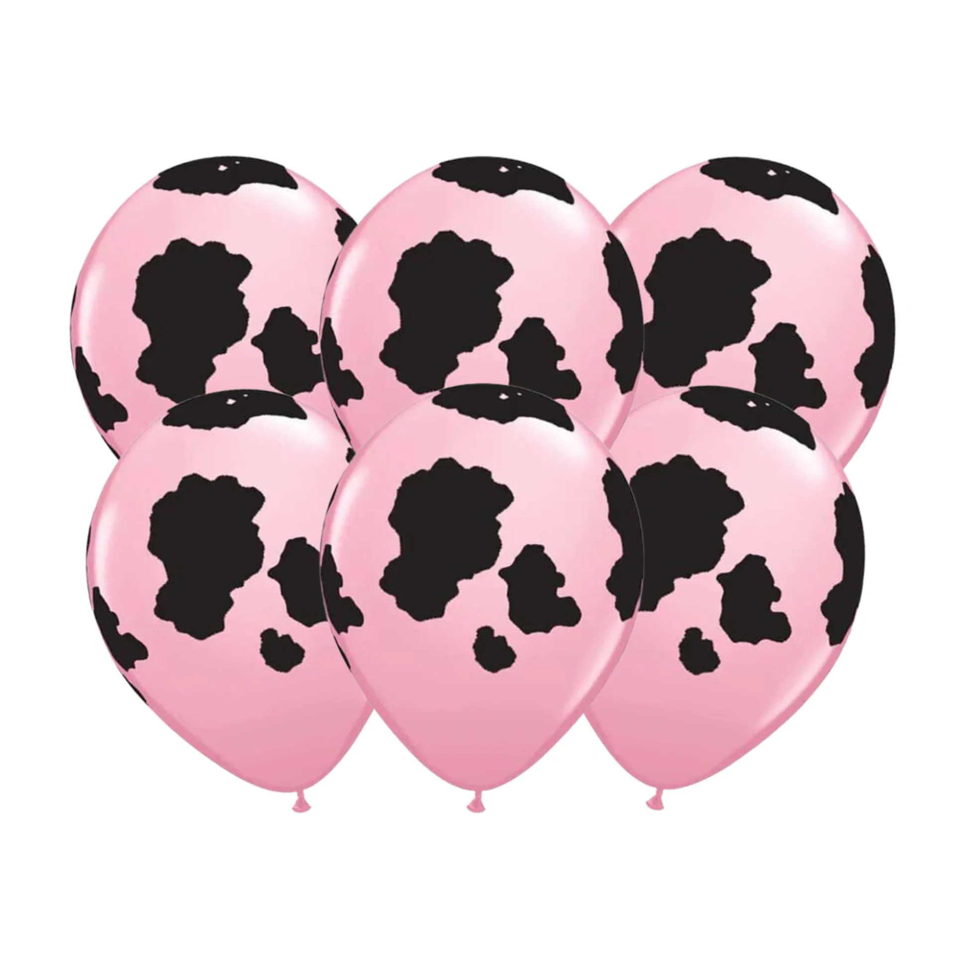 Pink Holstein Cow Print Latex Balloons 6ct