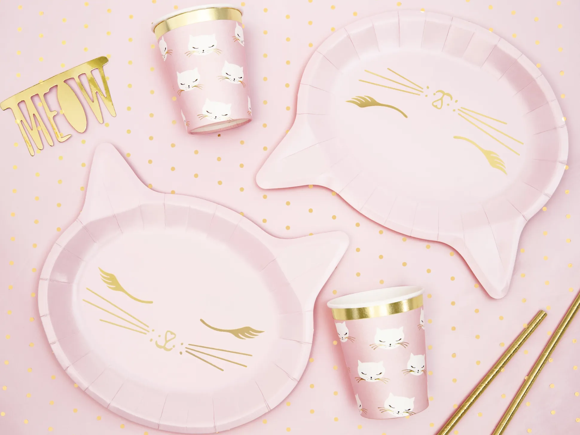 Pink Kitty Cat Lunch Plates 6ct
