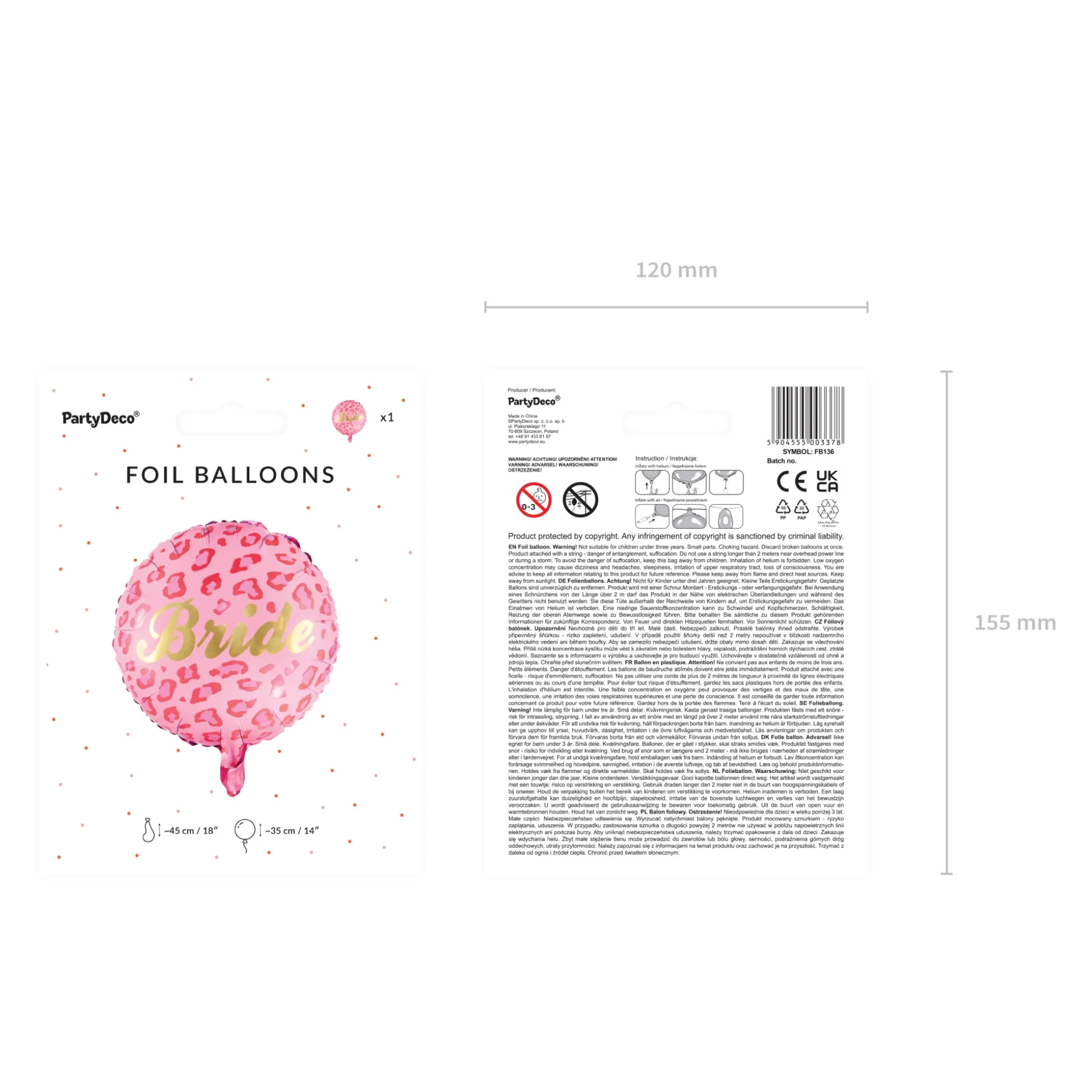 Pink Leopard Print Bride Balloon 17in