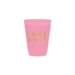 Pink Nine & Wine Frosted Plastic Cups 6ct