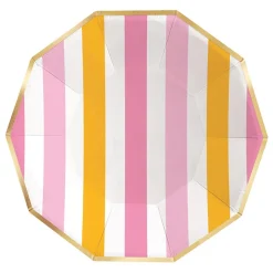 Pink & Orange Cabana Stripes Lunch Plates 8ct