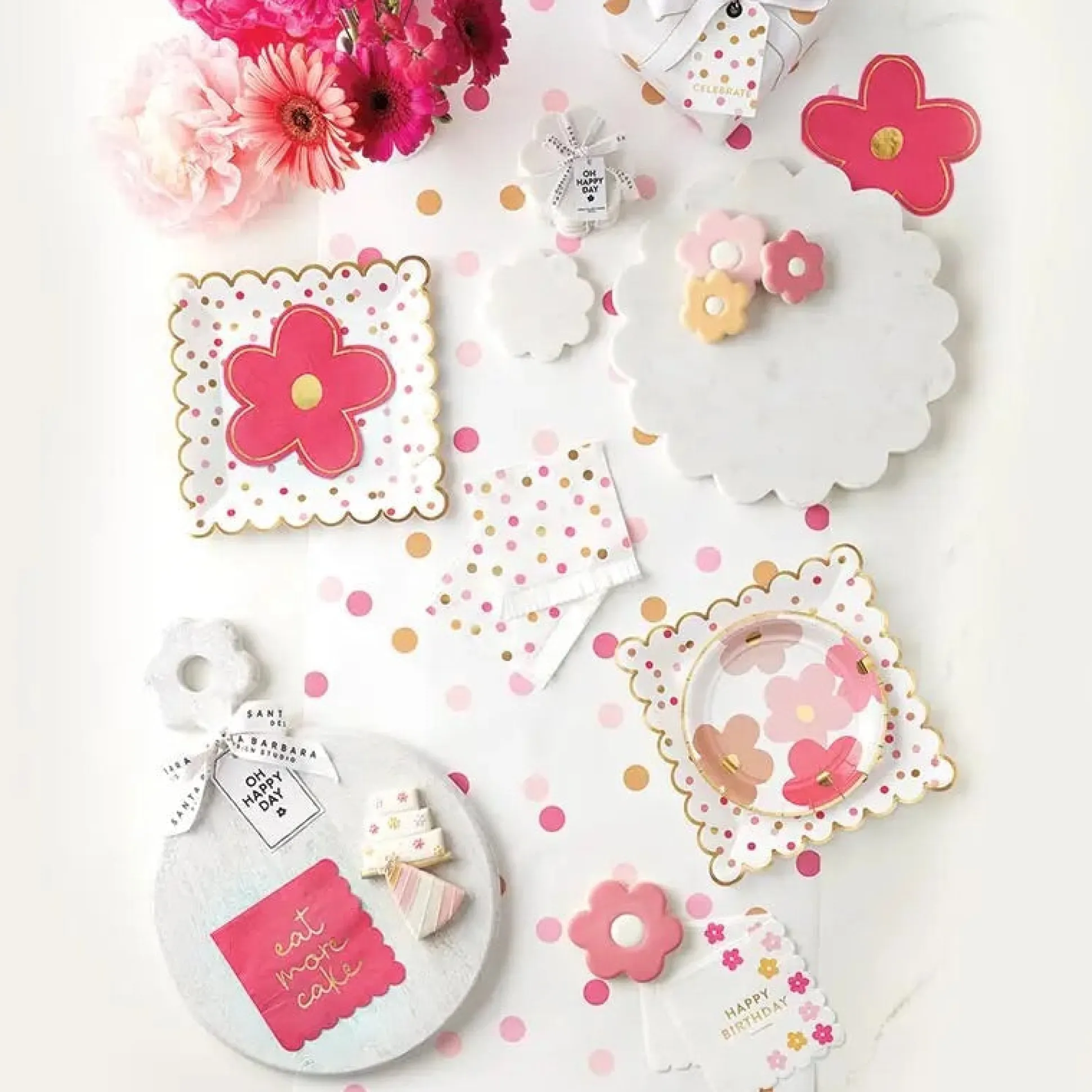 Pink & Orange Confetti Paper Table Runner 25ft