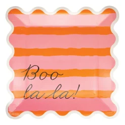 Pink & Orange Striped Boo La La Lunch Plates 8ct