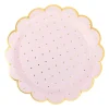 Pink Polka Dot Scalloped Lunch Plates 8ct