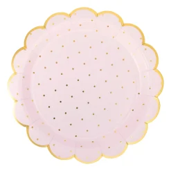 Pink Polka Dot Scalloped Lunch Plates 8ct
