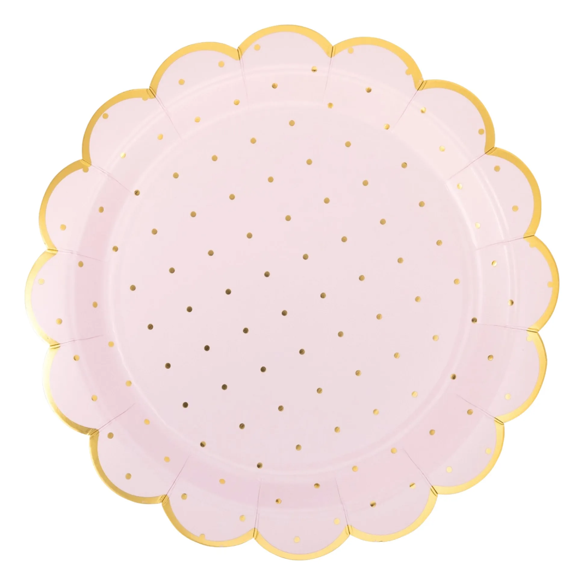 Pink Polka Dot Scalloped Lunch Plates 8ct