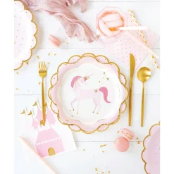 Pink Polka Dot Scalloped Lunch Plates 8ct