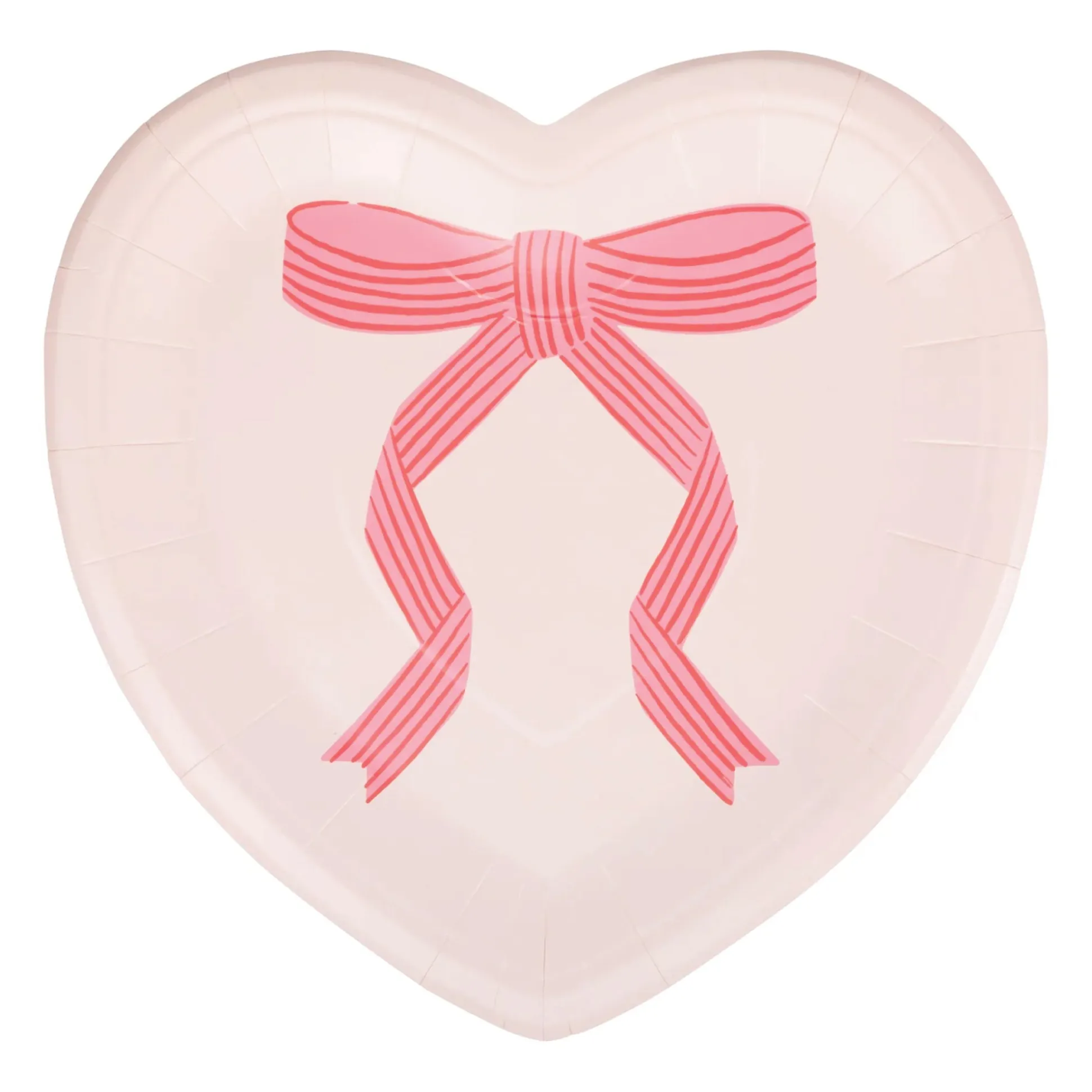 Pink & Red Bow Heart Shaped Lunch Plates 8ct