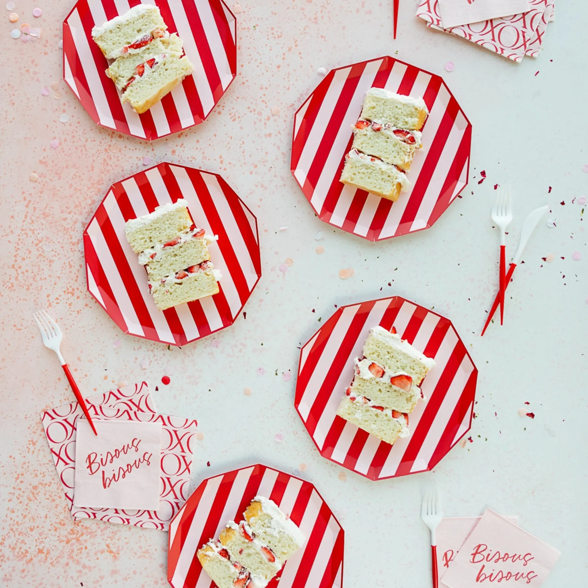 Pink & Red Cabana Stripe Plates 8ct