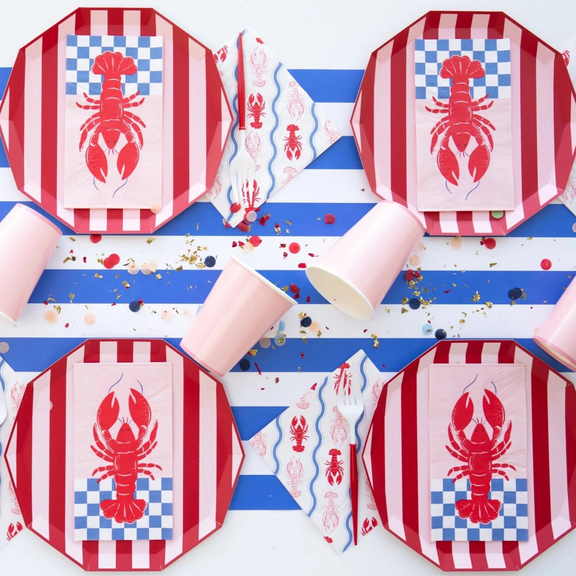 Pink & Red Cabana Stripe Plates 8ct