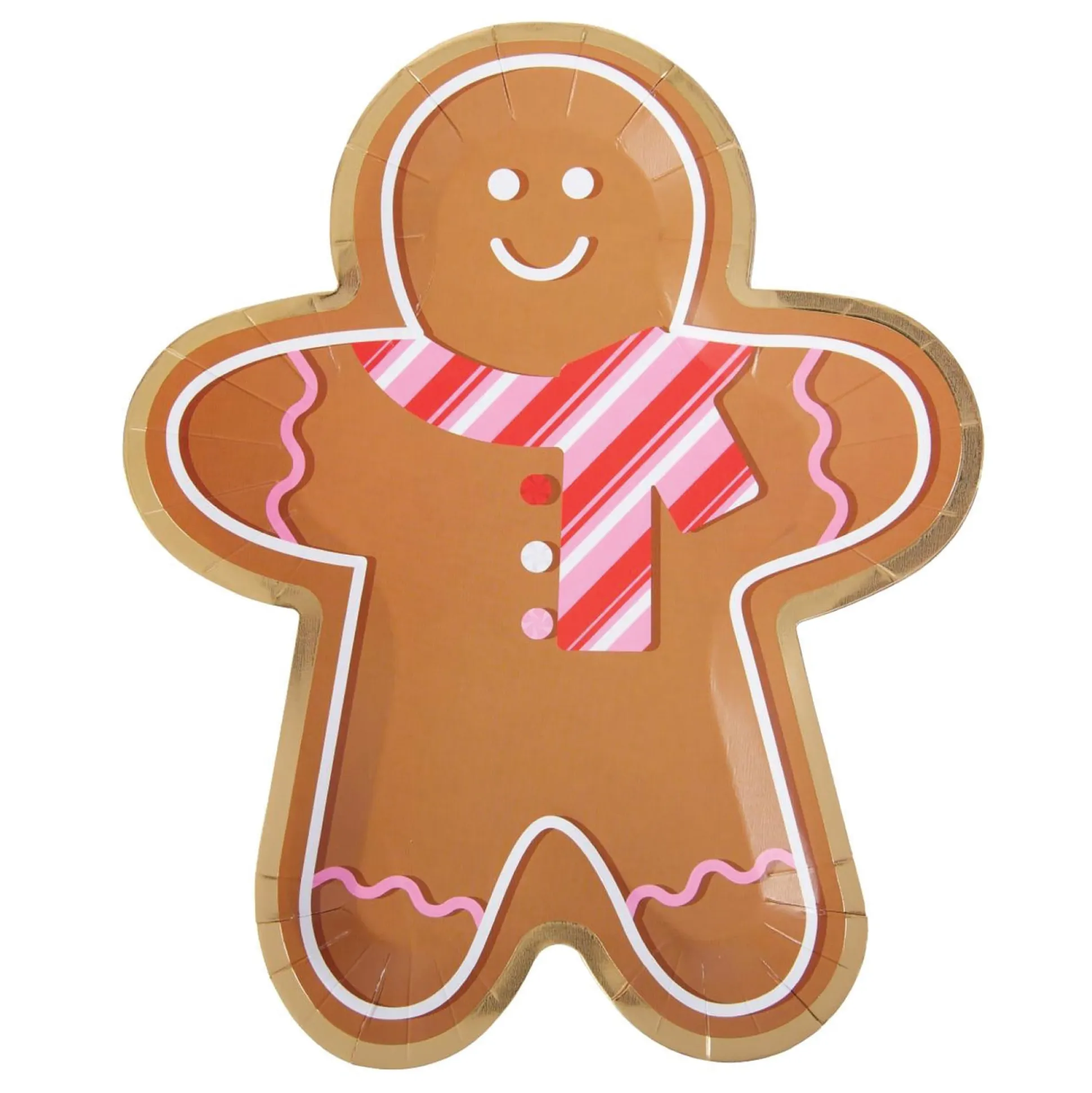 Pink & Red Scarf Gingerbread Man Dessert Plates 8ct
