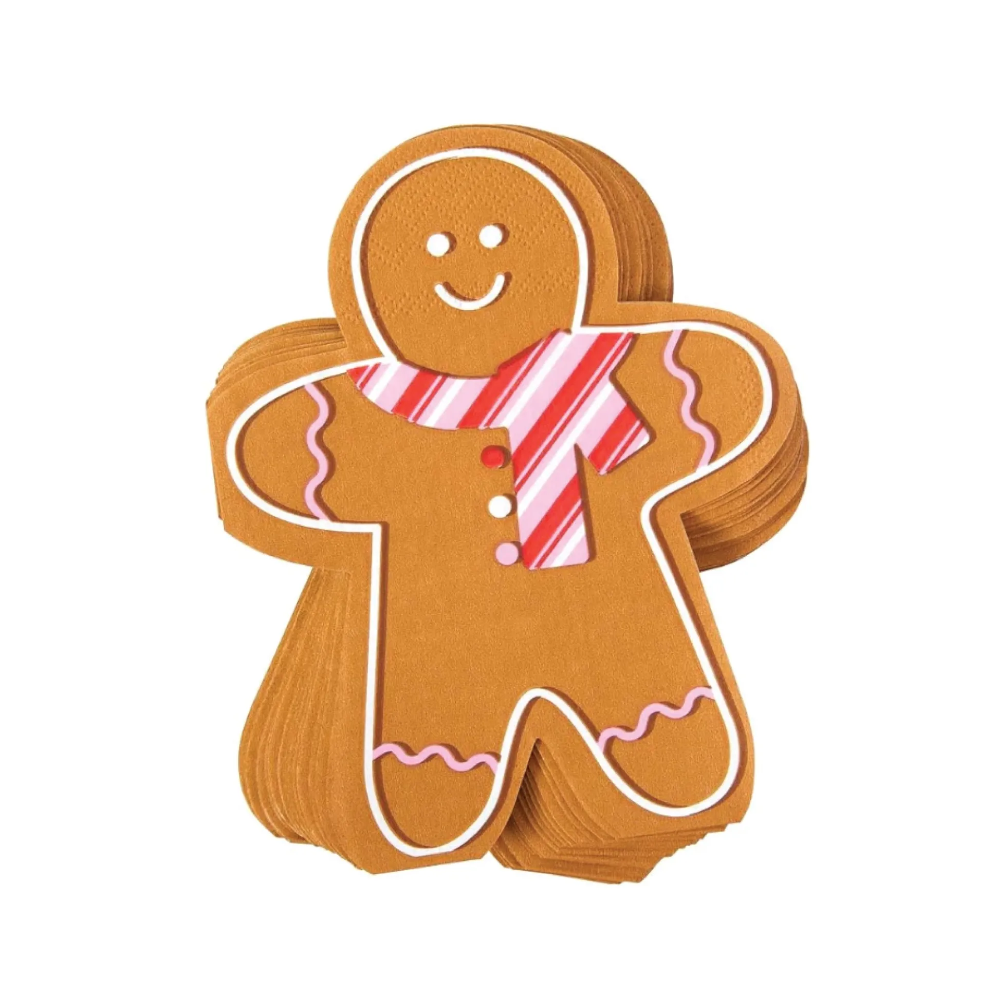 Pink & Red Scarf Gingerbread Man Dessert Napkins 20ct