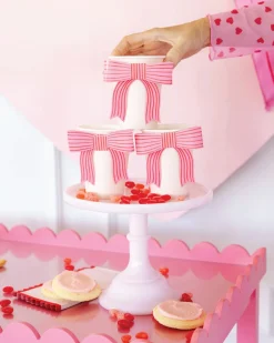 Pink & Red Striped Bow Paper Cups 8ct