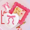 Pink & Red Striped Scalloped Dinner Plates 8ct